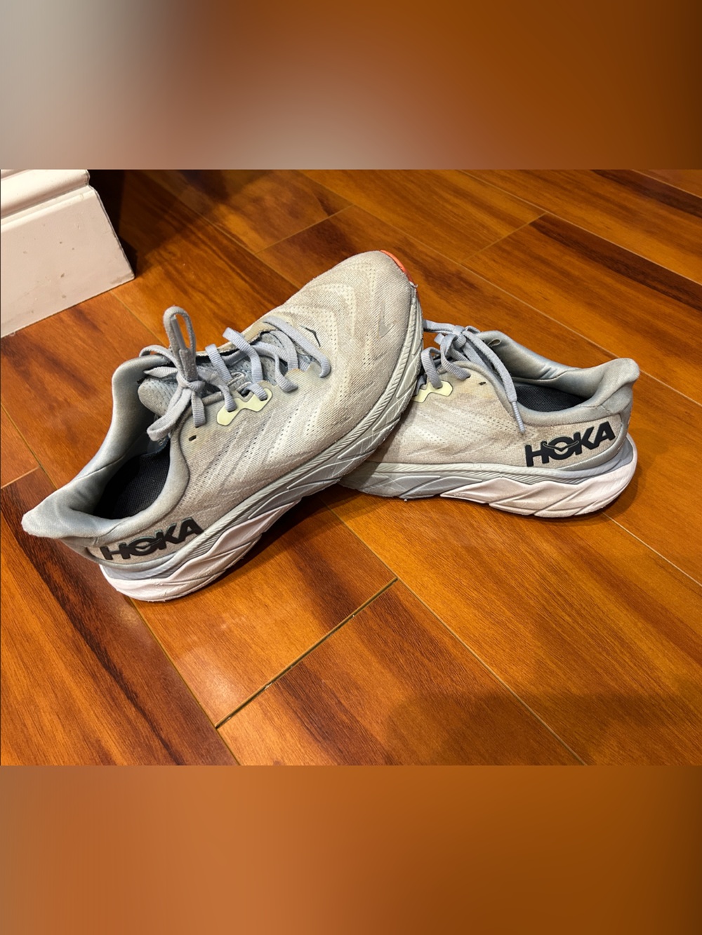 Hoka Light Grey Mesh Running Shoes